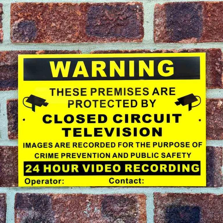 Sentry CCTV Warning Sign 24hr Recording These Premises are Protected by CCTV Warning Sign Waterproof Polycarbonate pre-drilled - Security, Camera, Closed Circuit TV, Surveillance Warning Safety Sign A4 (200mm x 300mm) usage in action | Home-CCTV