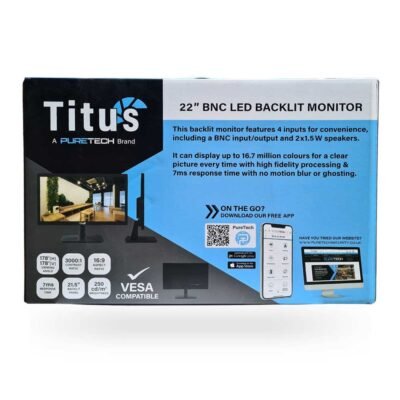 Titus 21.5" HD LED Backlit CCTV Monitor 1080p HDMI BNC 1920 x 1080 - Package image - Home-CCTV
