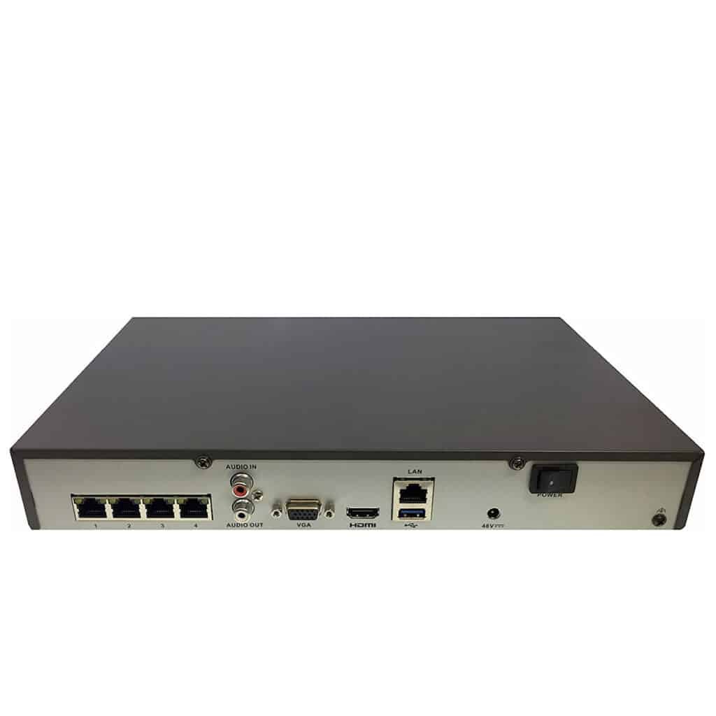 Hiwatch Hikvision CCTV SYSTEM NVR-104M-A-4P 4 Channel 4MP NVR (Network Video Recorder) with 4 PoE Ports back homecctv