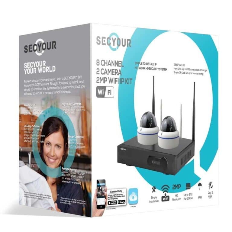 SECYOUR Wireless CCTV Kits 1080p 2MP 8 Channel NVR with 2x Dome Camera | Home-CCTV