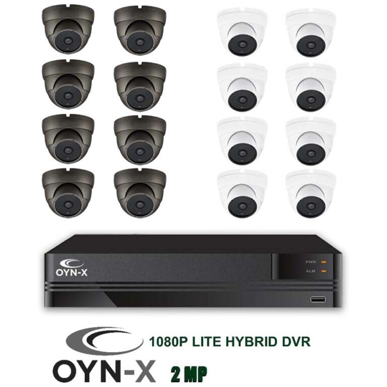 OYN-X Kestrel 1080p HD CCTV Kits dome camera 16ch DVR KITS with grey or white cameras - cctv kits | cctv cameras | home cctv systems