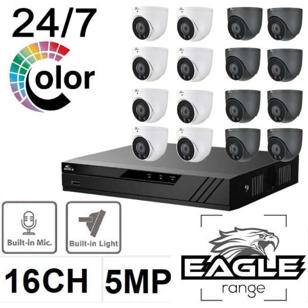 OYN-X Eagle 5MP CCTV kits 16 Channel full Colour view Cameras Penta-Brid AoC - home cctv kits