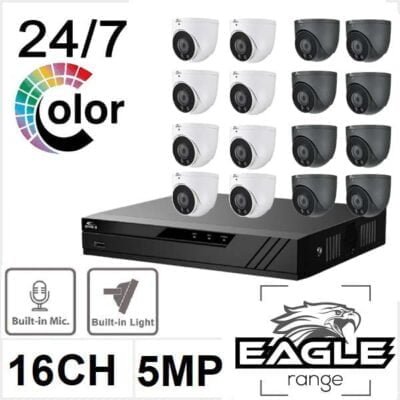 OYN-X Eagle 5MP CCTV kit 16 Channel full Colour view Cameras Penta-Brid AoC