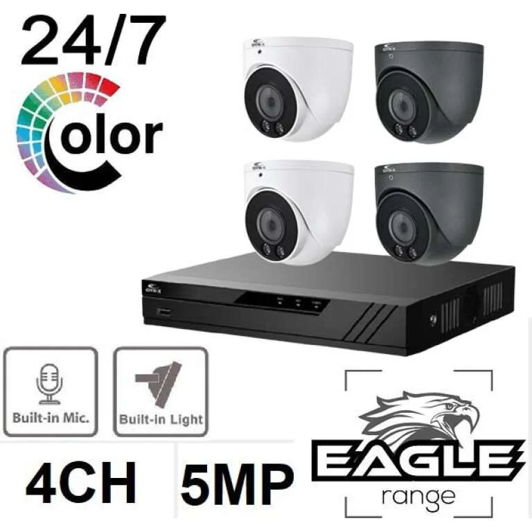 OYN-X Eagle 5MP CCTV kit Home CCTV Systems 4 Channel full Colour view Cameras Penta-Brid AoC