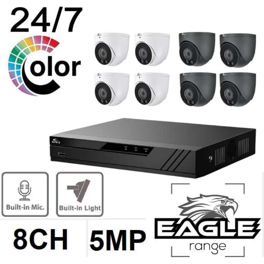 OYN-X Eagle 5MP CCTV kit 8 Channel full Colour view Cameras Penta-Brid AoC