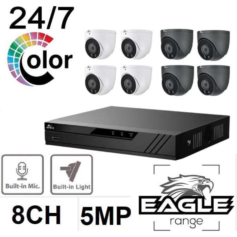 OYN-X Eagle 5MP CCTV kit 8 Channel full Colour view Cameras Penta-Brid AoC