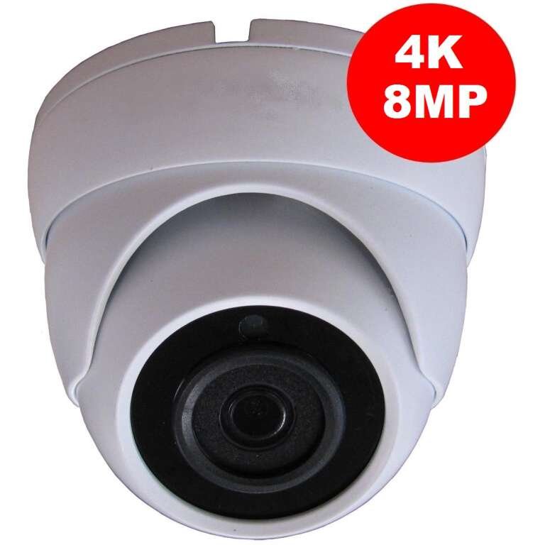 Sentry 4K 8MP CCTV Surveillance Dome Camera (TVI AHD HD) CMOS 3.6mm LENS 20m IR WHITE
