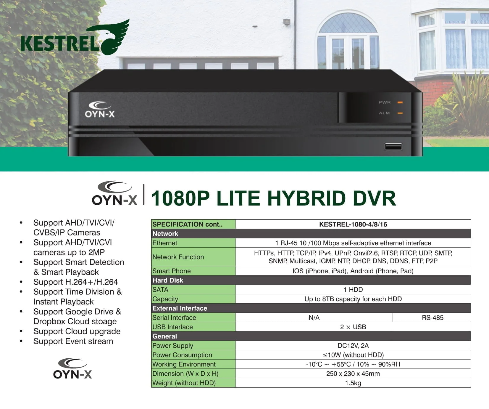 OYN-X CCTV KESTREL H265 1080p 16 Channel DVR recorder - Image 4