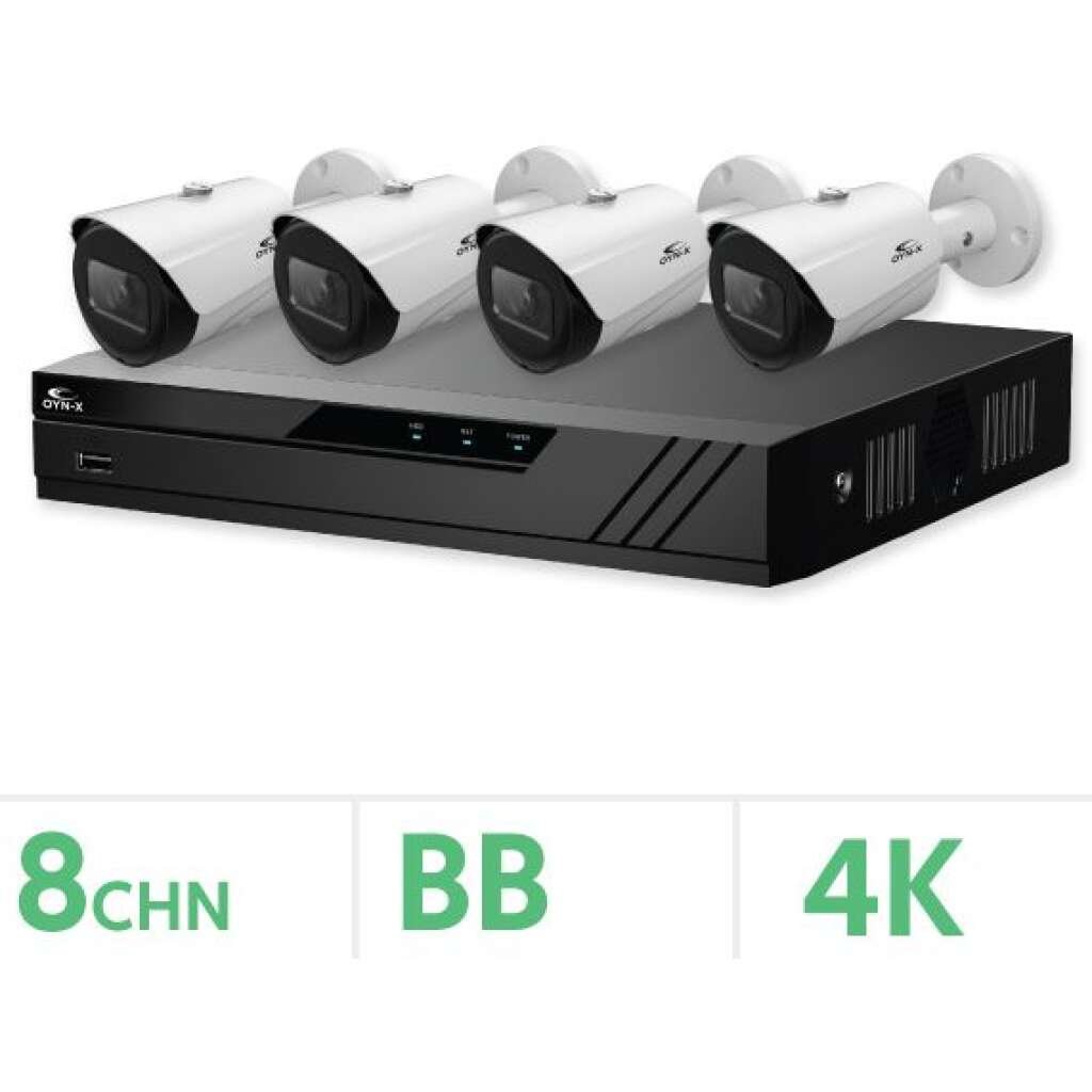 Eagle IP CCTV Kit - 8 Channel BB NVR with 4x 8MP Fixed Bullet Cameras (White)