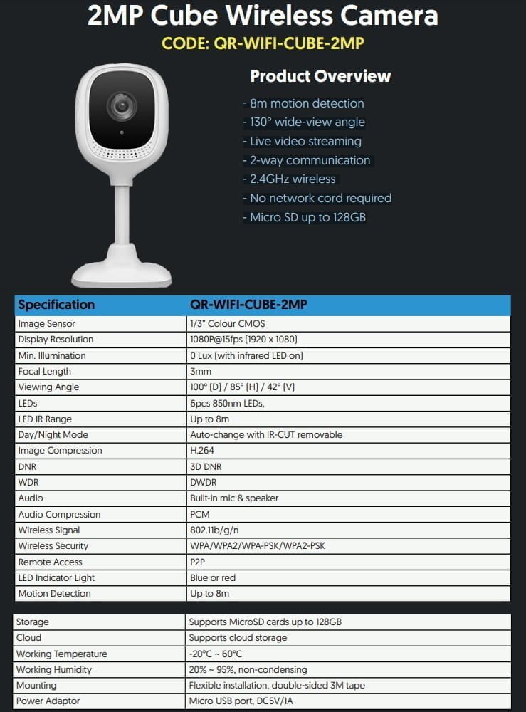 QR WIFI CUBE 2MP overview