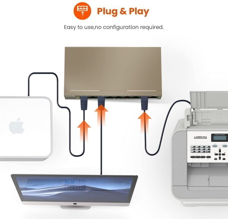 Tenda Ethernet Network Switch Gigabit - 8 PoE Ports (TEG1109P-8-102W) | Desktop | Plug & Play | Shielded Ports