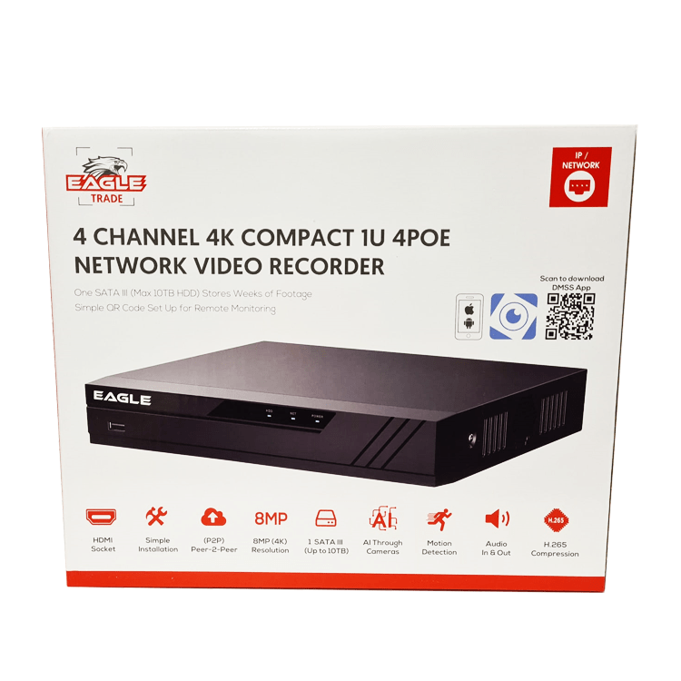 Eagle NVR 4 Channel 4K/8MP Compact 4POE (No storage)