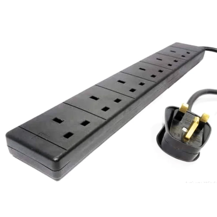PRO ELEC - PL12984 - 2m 13A 6 Gang Power Extension Lead with Surge Protected - Black