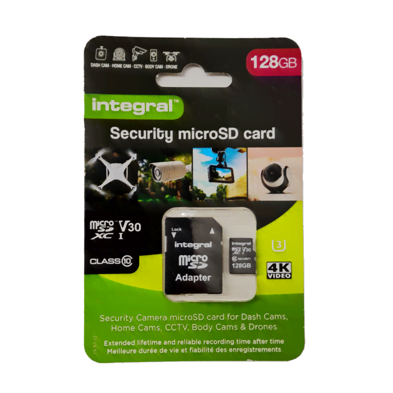 128GB Class 10 microSDXC CCTV Security Memory Card + SD Adapter