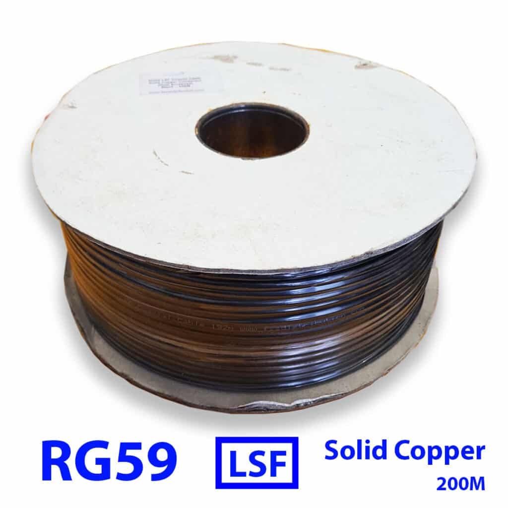 RG59 Coaxial Cable Solid Copper LSF Conductor - 200M reel