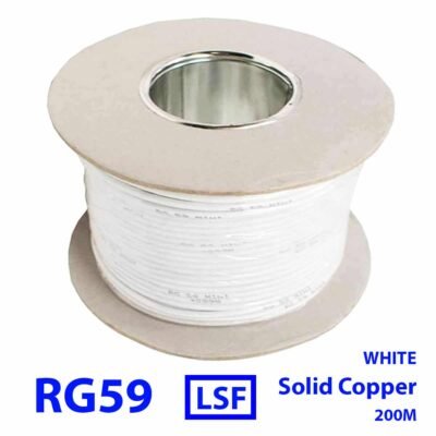 RG59 Coaxial Cable Solid Copper Conductor LSF - 200M reel (White)