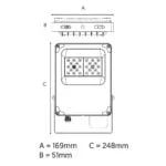 30W LED Flood Light Residential QFlood - IP66 - IK08 - 4350 Lumen - Tri Colour 3K, 4K, 6K- Technical Drawing