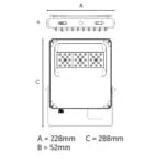 50W LED Flood Light Residential QFlood - IP66 - IK08 - 7250 Lumen - Tri Colour 3K, 4K, 6K - technical drawing