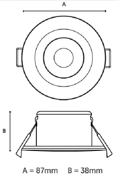 Scorch SFR Lite Fire Rated Downlight 4w/6w/8w, 2700K/3000K/4000K/6000K, White Bezel - All-in-one Multi-power