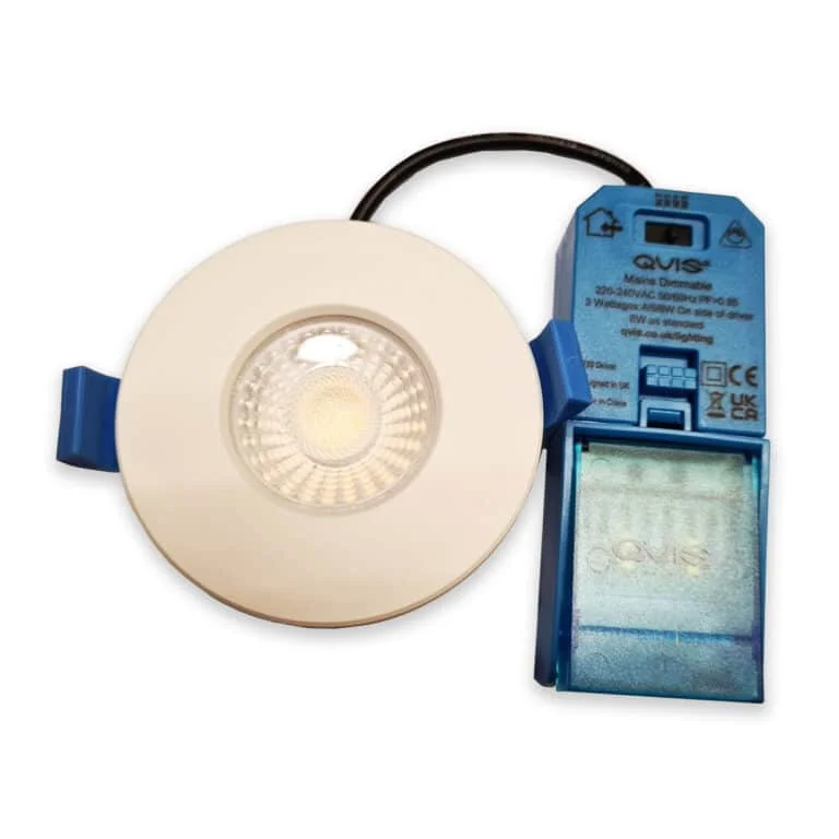 Scorch SFR Lite Fire Rated Downlight 4w/6w/8w, 2700K/3000K/4000K/6000K, White Bezel - All-in-one Multi-power