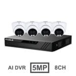 Eagle CCTV Kit - 8 Channel 1TB DVR with 4x 5MP Full-Colour Turret Camera (White)