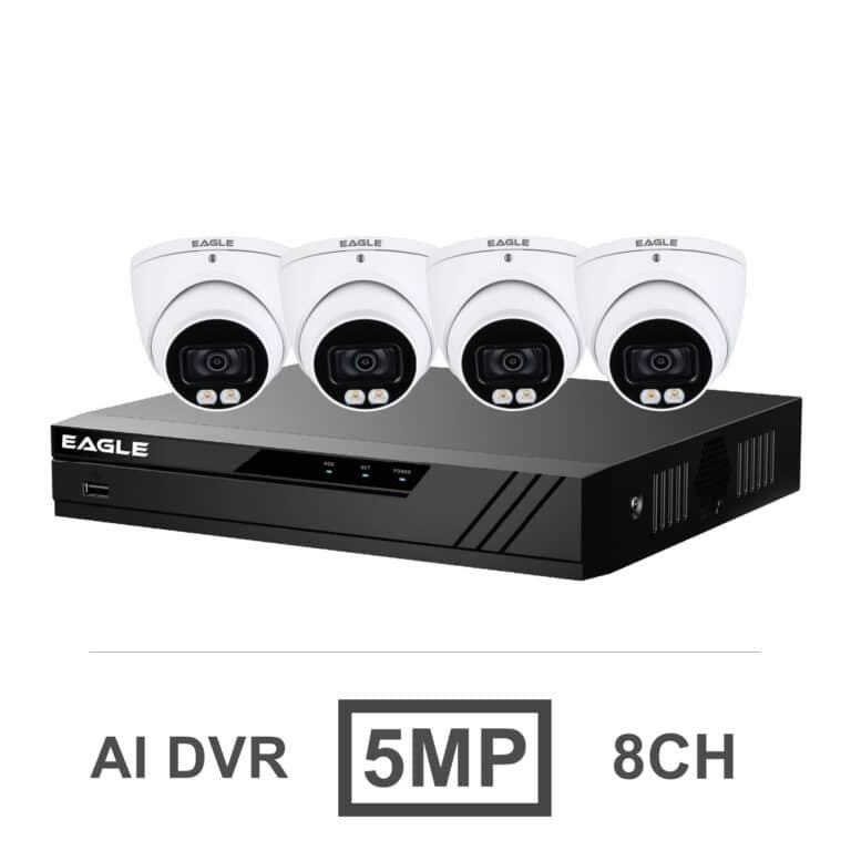 Eagle CCTV Kit - 8 Channel 1TB DVR with 4x 5MP Full-Colour Turret Camera (White)