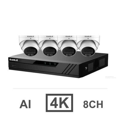 Eagle IP CCTV Kit - 8 Channel 2TB NVR with 4x 4MP Turret Camera (White)