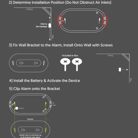 Qvis Carbon Monoxide Detector QFS-CO (10 Year Battery) - installation