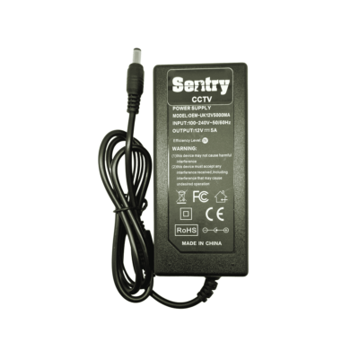 Sentry 12V 5A PSU Power Supply Unit Adapter AC/DC UK 3-Pin mains 240v AC to 12v DC for CCTV Cameras Monitors DVRs Lightings | Home-CCTV