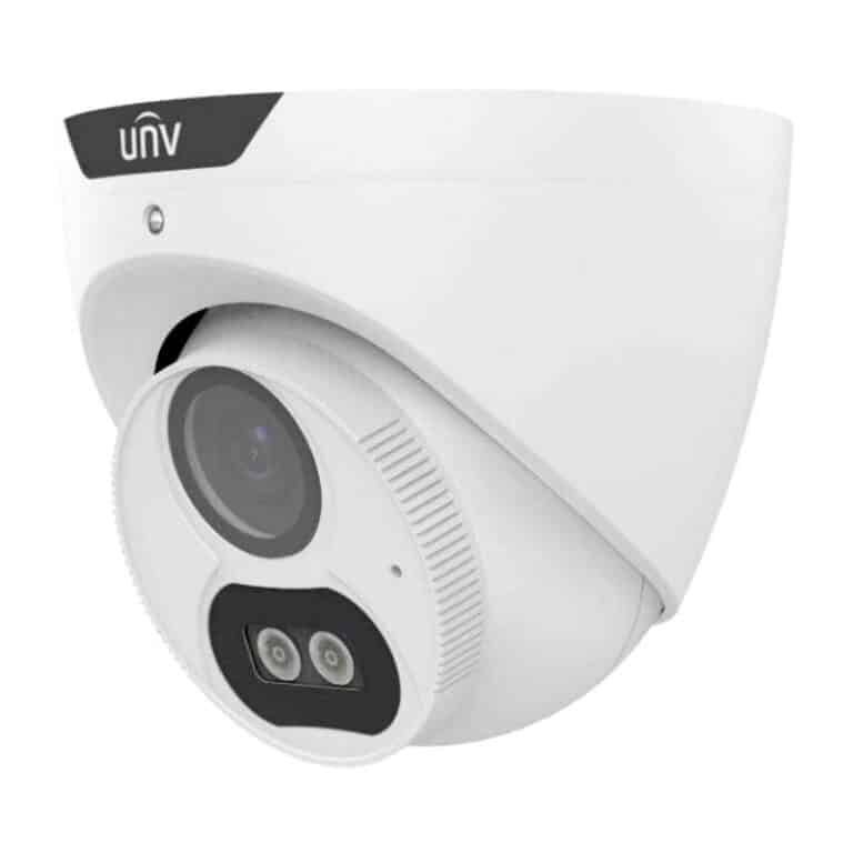 Uniview 5MP ColourHunter HD 2.8mm Fixed Lens Analogue Turret CCTV Camera Mic AoC Full Colour Half Metal - Sideview image | Home-CCTV