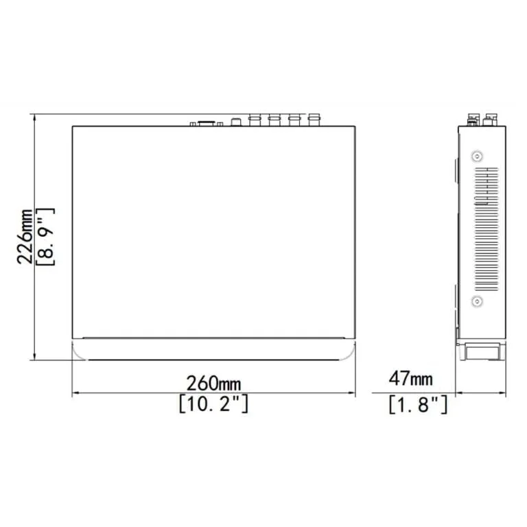Uniview 8MP 4 Channel DVR 1-SATA AOC XVR H.265/H.264 - Dimensions - Diagram | Home-CCTV