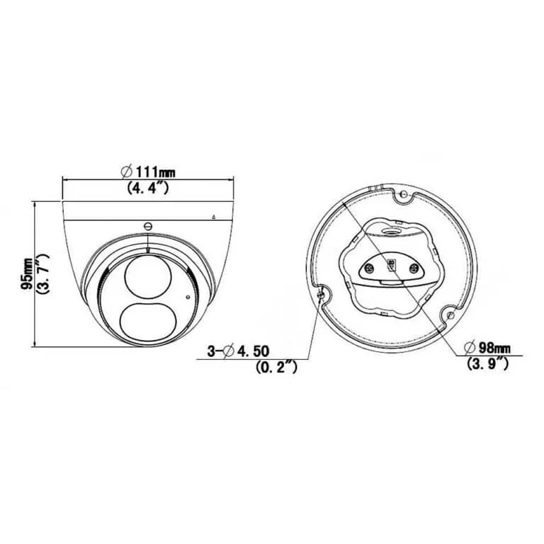 Uniview 5MP TriGuard ColourHunter - 24/7 Colour - HD IR Turret Network CCTV Camera- Dimensions Diagram | Home-CCTV