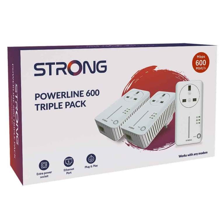 Powerline 600 triple pack UK Pack of 3 Powerline 600 Adapters packaging | Home-CCTV