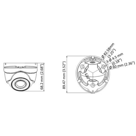 Hikvision 2MP Ultra Low Light PoC Fixed Lens Turret CCTV Camera - DS-2CE56D8T-ITME Dimension | Home-CCTV