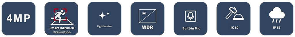 Uniview 4MP LightHunter Fixed Lens AI HD Turret Network Camera 2.8mm Vandal Resistant - Feature Bullet | Home-CCTV