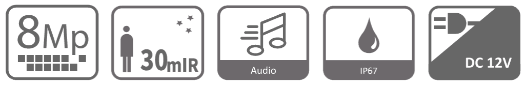 Eagle 4K/8MP HD Analogue Fixed Lens HDCVI 4-in-1 Dip Switch IR Turret CCTV Camera (Grey) - EAGLE-8-TUR-DS-FG - Feature Bullet | Home-CCTV