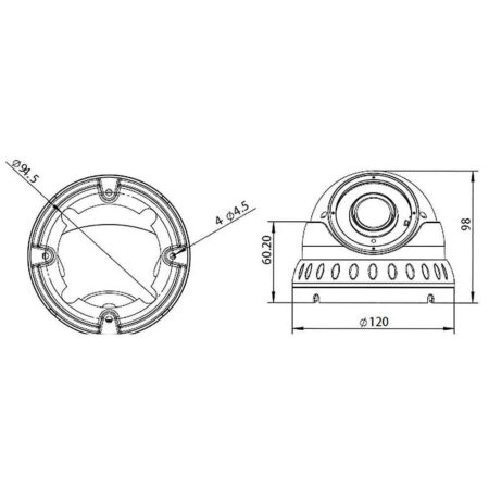 5MP Varifocal Lens 2.8mm to 12mm CCTV Dome Camera 30m IR White - dimensions | Home-CCTV