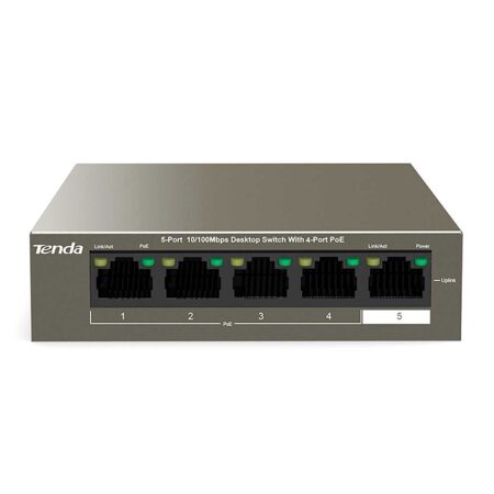 Tenda TEF1105P-4-63W 5-Port 10/100Mbps PoE Switch 4-Port PoE+ Power Supply - Home-CCTV
