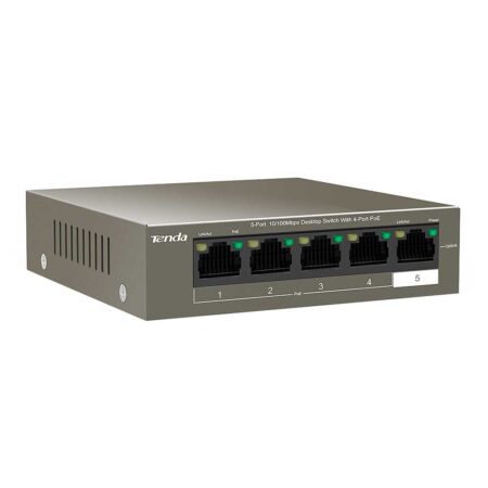 Tenda TEF1105P-4-63W 5-Port 10/100Mbps PoE Switch 4-Port PoE+ Power Supply - Home-CCTV