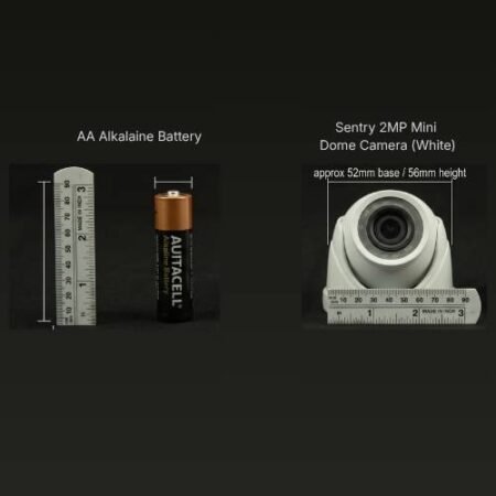 Sentry 2MP 1080p Mini Dome CCTV Camera - White- size comparison